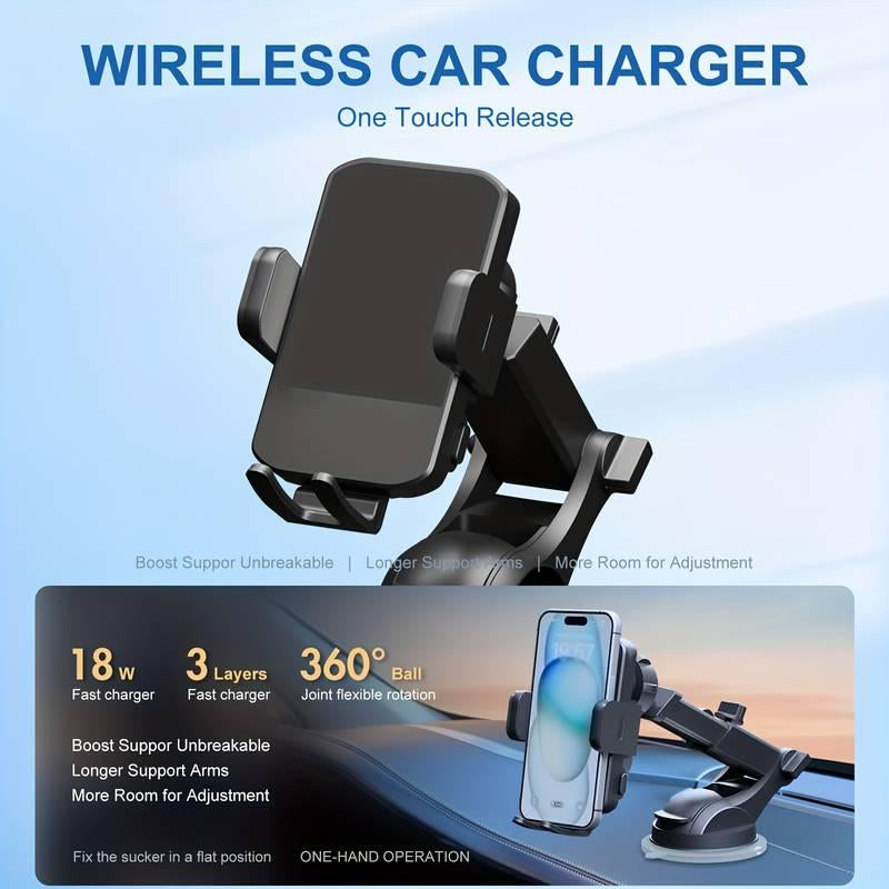 15W Rapid Wireless Car Charger, Wlpower Auto-Clamping Car Mount with Wireless Fast Charging for Iphone 17 16, 15, 14, 13, 12, 11 Pro Max, Xs, and Samsung Galaxy S24 Ultra Charger