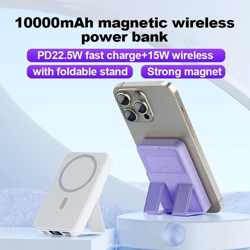 Magnetic Power Bank, Wireless, 10000Mah Capacity, LED Display, Magsafe Compatible for Iphone 16/15/14/13/12 Pro/Pro Max/Plus, Comes with Type-C Cable, 22.5W Fast Charger, Chargeable, Accessories Device Smartphone Digital Mobile Charging Battery Portable