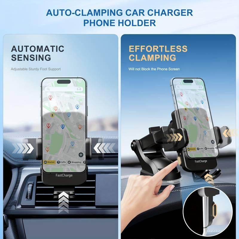 15W Rapid Wireless Car Charger, Wlpower Auto-Clamping Car Mount with Wireless Fast Charging for Iphone 17 16, 15, 14, 13, 12, 11 Pro Max, Xs, and Samsung Galaxy S24 Ultra Charger
